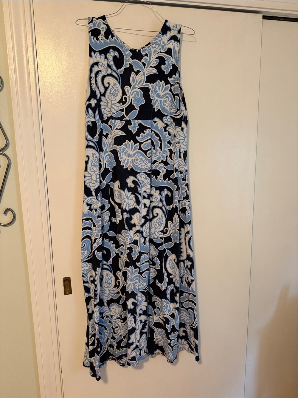 Talbots Navy and Light Blue Paisley Maxi Dress